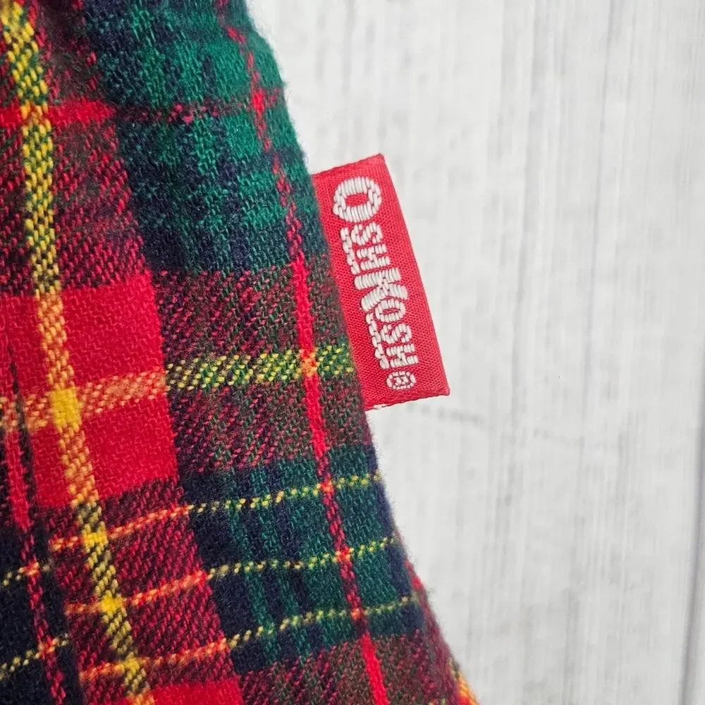 VTG 90s OshKosh B'gosh Red & Green Plaid Flannel Dress, size 5